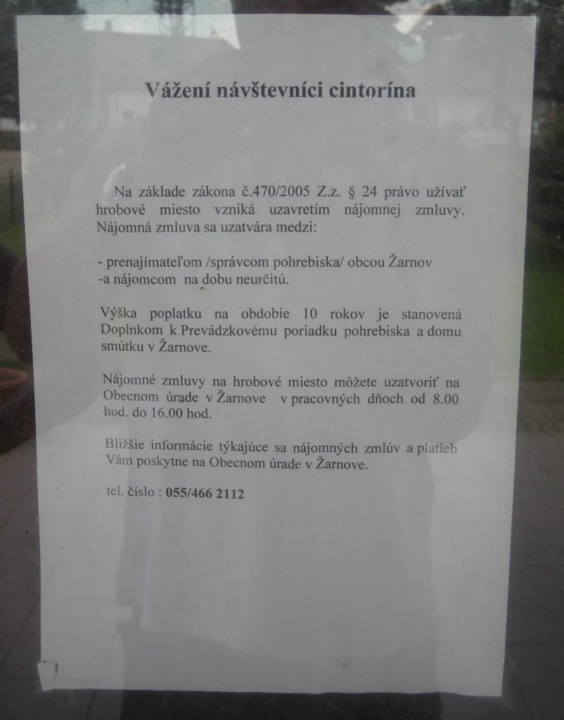 Temető – tájékoztató